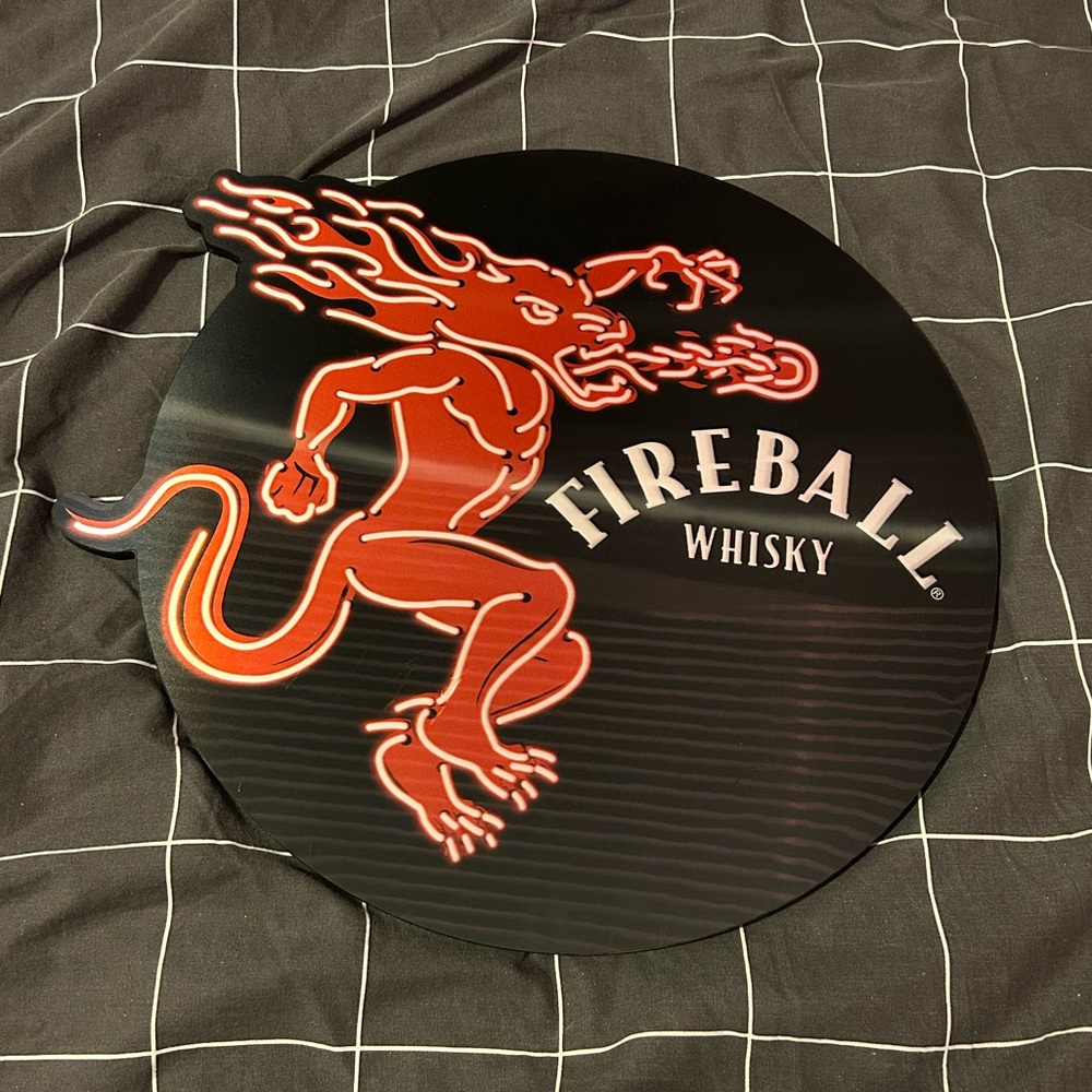 Fireball Whiskey 3D wooden sign